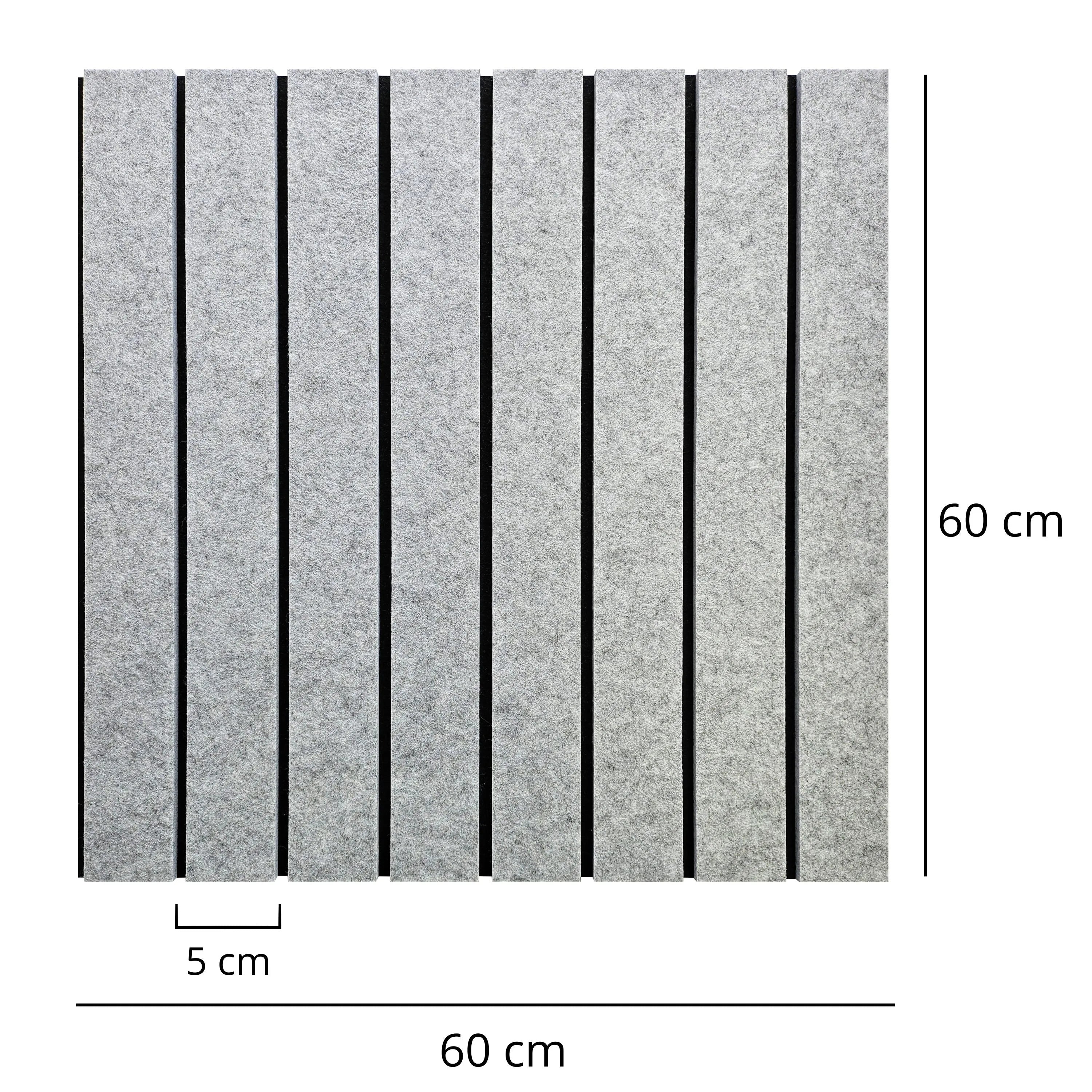 Felt Slatted Acoustic Wall Panels 5 dimensions on white background DecorMania UK